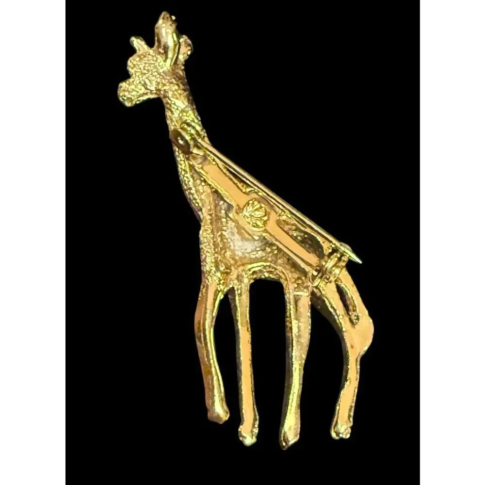 Giraffe Brooch Green Eye Jewel Vintage Wildlife